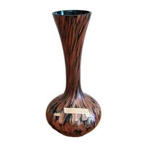 Vintage V Nason Murano Glass Avventurina Vase Italy Copper & Black 6.5"